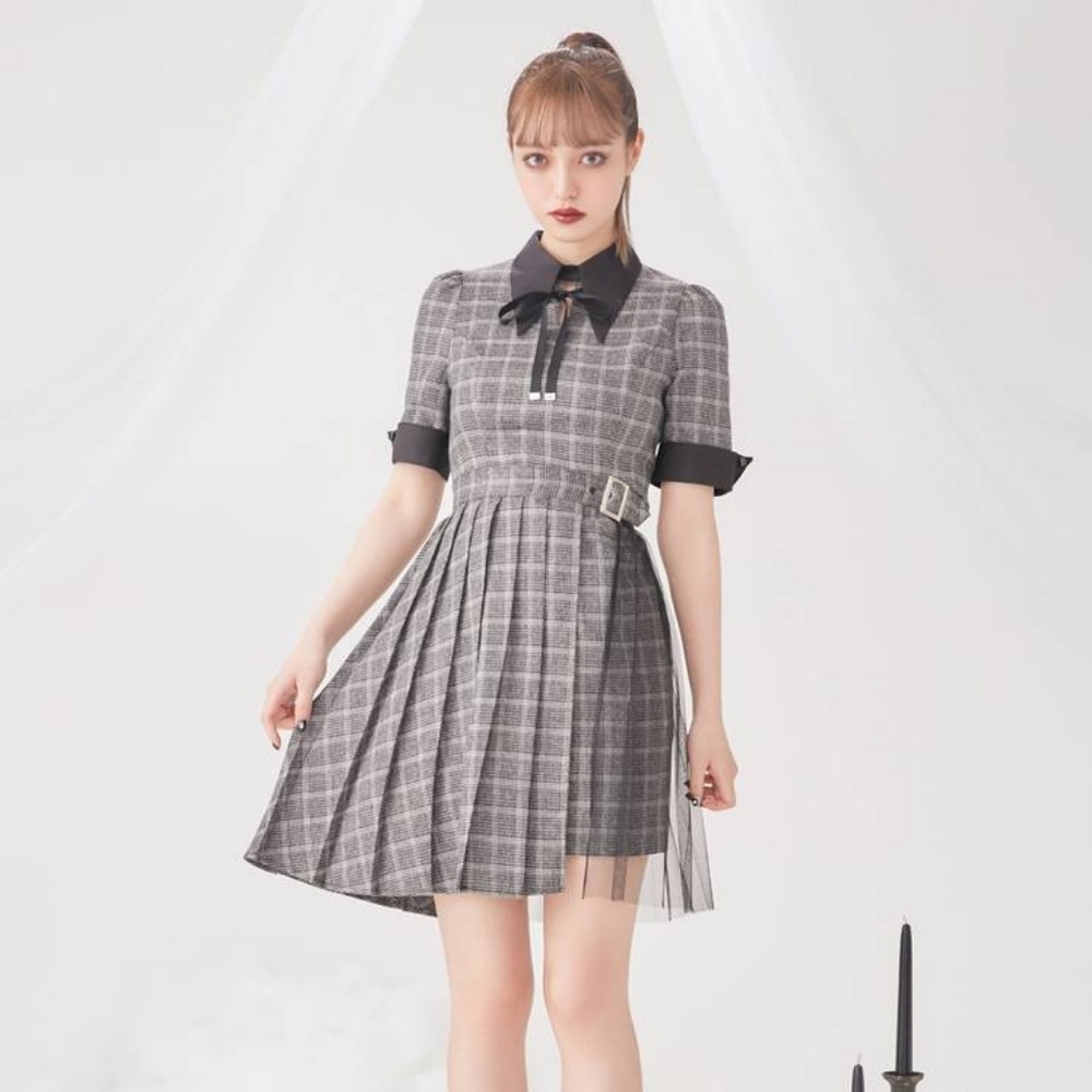 EATME shirt collar pleated wrap dress